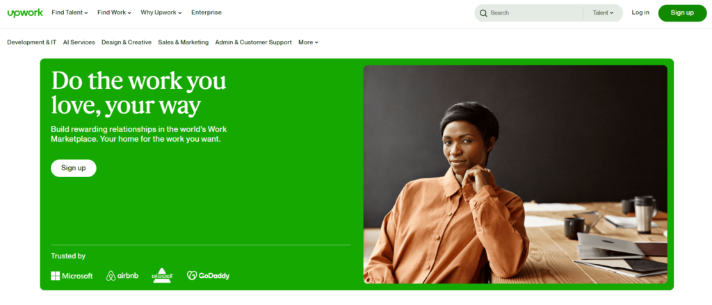 Upwork landing page